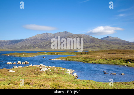 Looking across Loch Druidibeg to Hecla and the hills of South Uist, Scotland Stock Photo