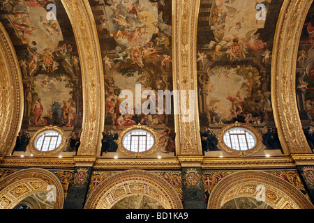 Ceiling of St John's Cathedral, Valletta, Malta Stock Photo