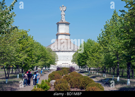 Romania's Tropaeum Traiani Monument to Roman Emperor Trajan's victory at Battle of Tapae, at Adamclisi village near Constanta Stock Photo