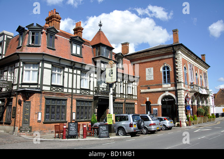 The Crown Pub and Old Town Hall, London Street, Chertsey, Surrey, England, United Kingdom Stock Photo