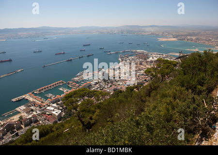 Harbour view from top of the rock. Gibraltar. Europe Stock Photo