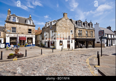 High Street in South Queensferry Lothians Scotland with eating places and shops Stock Photo