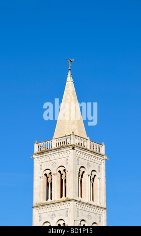 Campanile Bell Tower of Cathedral of St Anastasia in Zadar Dalmatia Croatia Stock Photo