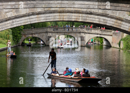 Punting on the Cam viewed from Queens' College Cambridge
