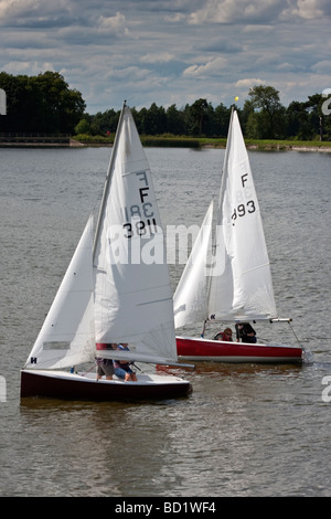 sailing dingies on a reservoir Stock Photo