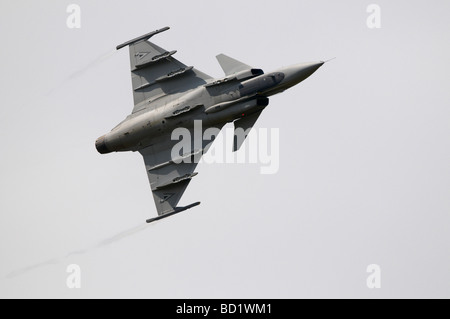 Fairford Airshow Sunday 2009 Saab JAS39C EBS HU Gripen, 1VS Puma, Hungarian Defence Forces, Kecskemet Stock Photo