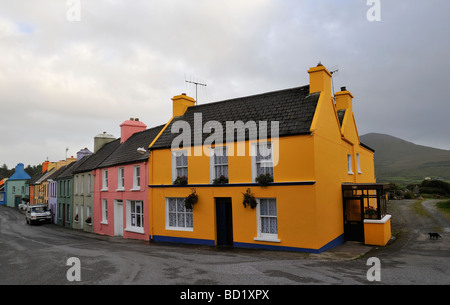 Colourful houses at  the village of Eyeries, Ring of Beara, County Cork, Southern Ireland. Stock Photo