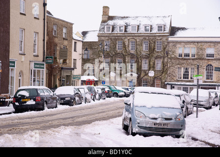 February snowfall in Tetbury town centre Stock Photo