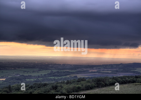 View of the sunset from Rivington Pike, Lever Park, Horwich, Bolton ...