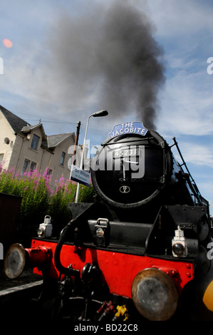 Waiting at the Platform before The Jacobite Steam train Journey from Fort William to Mallaig, Scotland Stock Photo
