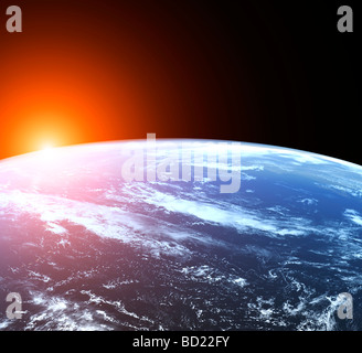NASA view of earth at sunrise from space Stock Photo - Alamy