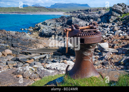 A disused winch near Achnahaird Bay Scotland in the North West Highlands of Scotland Stock Photo