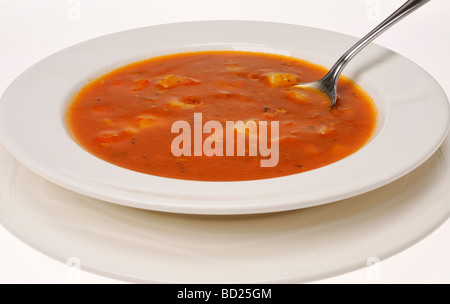 Bowl of Manhattan clam chowder made with a tomato base Stock Photo