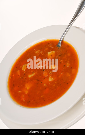 Bowl of Manhattan clam chowder made with a tomato base Stock Photo