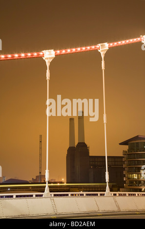 Battersea Power Station at night Stock Photo