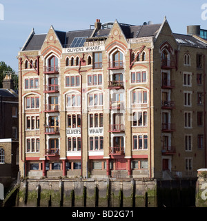 Oliver's Wharf, Wapping High Street, London, England: view from the River Thames. Stock Photo