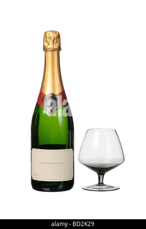 Champagne bottle glass Stock Photo