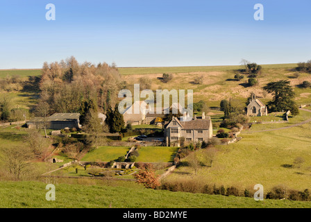 LASBOROUGH VILLAGE WITH THE MANOR HOUSE AND CHURCH IN GLOUCESTERSHIRE UK Stock Photo