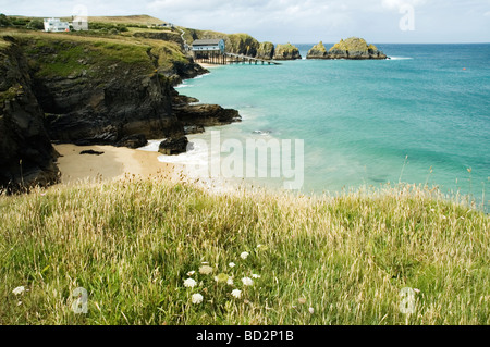 Mother Ivey's Bay and the Padstow Lifeboat Station, Cornwall, England Stock Photo