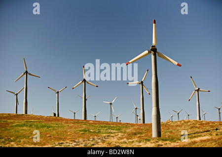 Wind turbines generating electricity Stock Photo