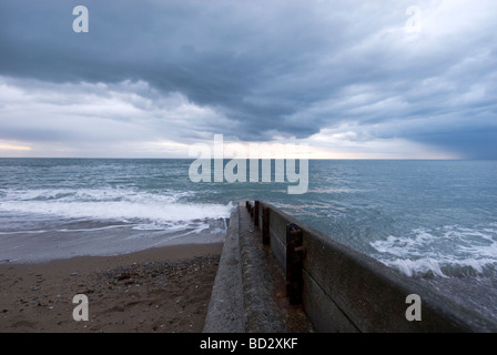 Clouds gather over Queens beach in Aberystwyth Wales Stock Photo