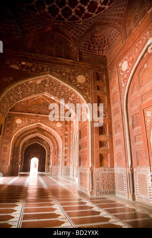 Internal sanctuary area of the Taj Mahal mosque on the river-front terrace (Chameli Farsh) of the Taj. Agra. India. Stock Photo