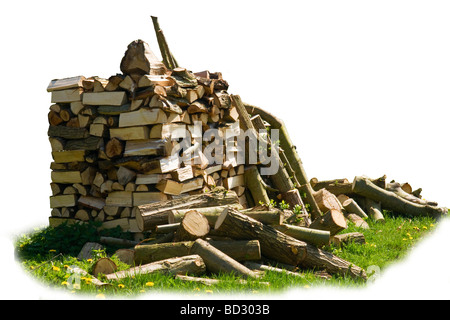 Stacked firewood Stock Photo