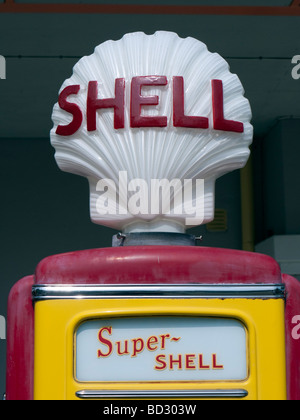 Detail of Shell logo on old petrol pump