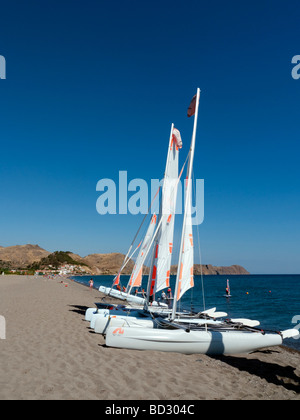 Beach resort at small village of Skala Eresou on Lesvos Island in Greece Stock Photo