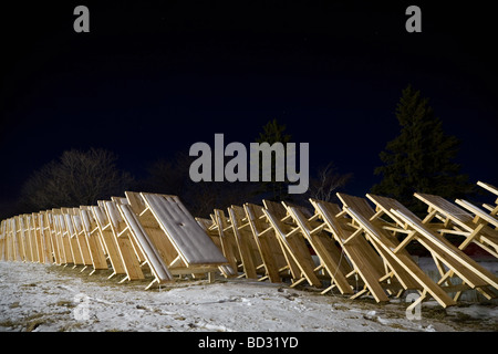 Picnic Tables For Sale in Snow Stock Photo