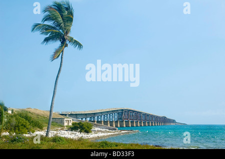 Bridge over water connecting Florida Keys Stock Photo