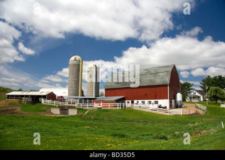 Red barn on a farm in Vernon County Wisconsin USA  Stock Photo