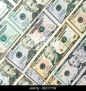 Sheets of uncut US paper money background Stock Photo