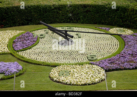 Flower clock in Geneva, Switzerland, Europe Stock Photo