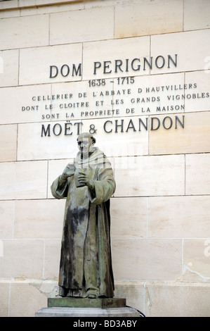 Statue of Dom Perignon outside the Moet & Chandon Champagne House, Epernay, France. Stock Photo