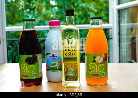 Four Bottles Green Products, French Natural Organic Products, Fruit Juice, Milk, Soja Oil, france finished products