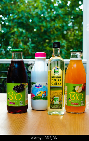 Four Bottles Green Products French Natural Organic Products, Fruit Juice, Milk, Soja Oil france finished products