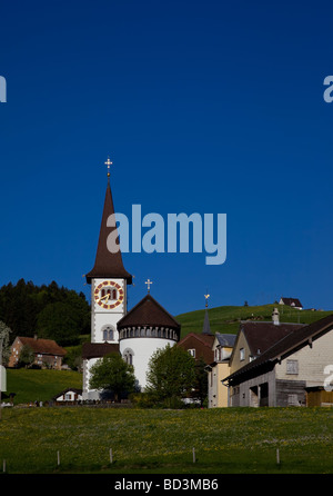 Haslen Appenzell village with picturesque church Stock Photo