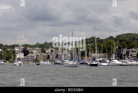 Lake front and marina at Bowness on Windermere Stock Photo