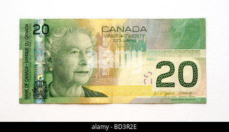 Canada Twenty 20 Dollar Banknote. Stock Photo