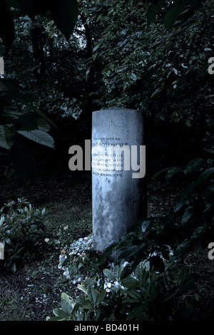 Bernd Rosemeyer marker where he died attempting a world speed record in 1938 Darmstadt autobahn Stock Photo