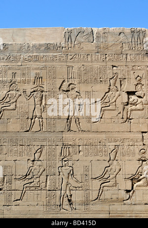 Festival Reliefs at Ptolemaic Cult Temple of Horus in Edfu Egypt Stock Photo