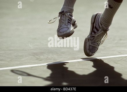 Detail of Ivan Lendl s USA feet during a serve at the 1987 US Open Tennis Championships Stock Photo