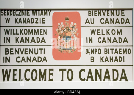 Canada Immigration desk Welcome to Canada, Pier 21 museum, Halifax, Nova Scotia, Canada Stock Photo