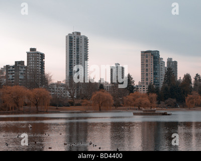 A view across Lost Lagoon towards Vancouver Stock Photo