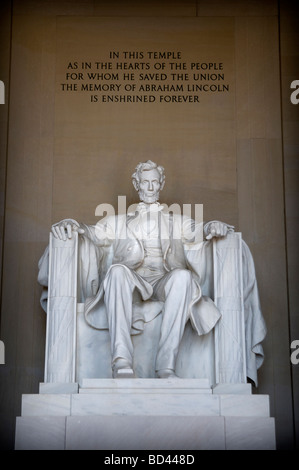 Statue of Abraham Lincoln at the Lincoln Memorial in Washington DC Stock Photo