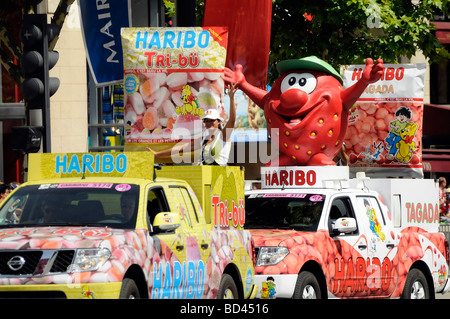 Haribo publicity vehicles in the 2009 Tour de France caravan. Stock Photo