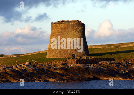 Ancient Mousa Iron Age Broch on the Island of Mousa in the Shetland Isles in Scotland Stock Photo