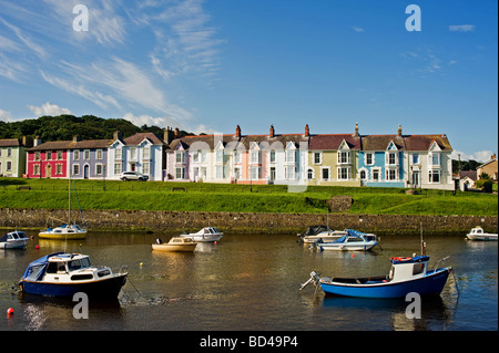 Aberaeron Harbour looking sooth to the gorgen houses on the south side. Stock Photo