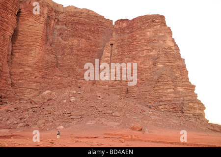 A tourist in Wadi Rum Valley Jordan Stock Photo